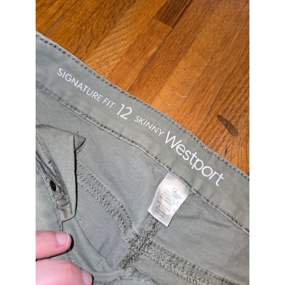 Westport Women 12 Olive Green Signature Fit Skinny Floral‎ Embroidered Pants - Picture 2 of 10